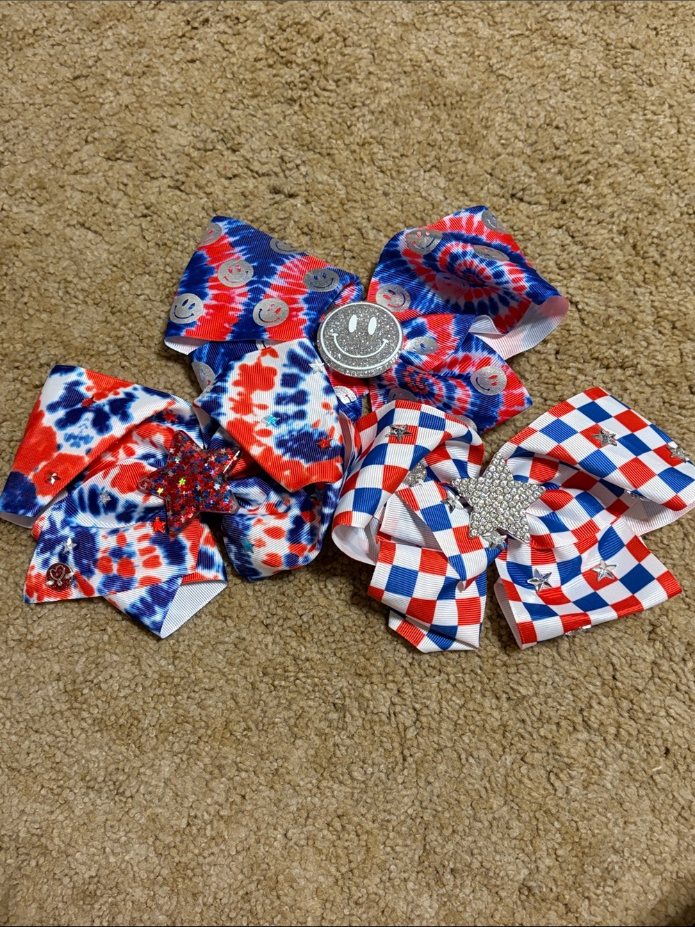 Set of 3 Red, White & Blue Star Jojo Siwa Bows - Patriotic Cheer